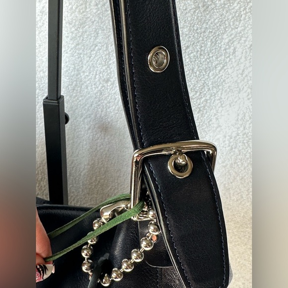 Authentic Vintage Coach Duffle Leather Dark Navy Handbag - Picture 5 of 13